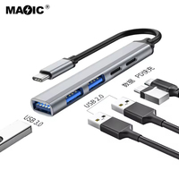 Concentrateur de type C 5 en 1 du fabricant OEM avec port d'alimentation USB C de charge PD Ports USB3.0 USB2.0 pour MacBook Pro et Chromebook