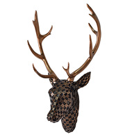 Tête de cerf en mosaïque de résine, sculpture artisanale Art Déco à suspendre pour la décoration intérieure