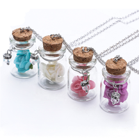 Pendentif bouteille en verre, lumineux dans la nuit, fleur, pendentif, breloque