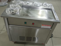 Plat plat de glace de rouleau thaïlandais commercial roulé instantané remuer la crème glacée plaque froide équipement de Machine de rouleau de crème glacée frite