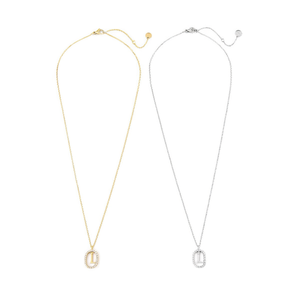 Collana con Ciondolo a Forma di Lettera L e Diamante, 10x15Cm, Catena in Acciaio Oro e Argento - Product Image 2