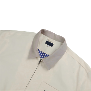 Giacca da <span class=keywords><strong>uomo</strong></span> in cotone 100% con Zip a maniche lunghe <span class=keywords><strong>cappotto</strong></span> <span class=keywords><strong>Beige</strong></span> con fodera a righe e colletto invernale sul davanti - Product Image 4