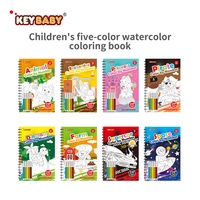 Livre de coloriage pour enfants à spirales avec couverture souple Keybaby, 5 motifs d'animaux colorés, simples et amusants pour la relaxation