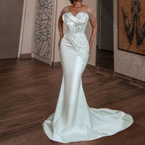 <span class=keywords><strong>Robe</strong></span> de mariée sirène de luxe haut de gamme sur mesure 2024, élégante avec décoration en dentelle et <span class=keywords><strong>voile</strong></span> long - Product Image 2