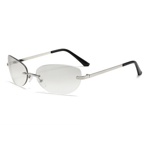 Nouvelles lunettes de soleil futuristes sans monture style œil de chat Y2K unisexe polarisées UV400 teintées tendance 2516 - Product Image 1