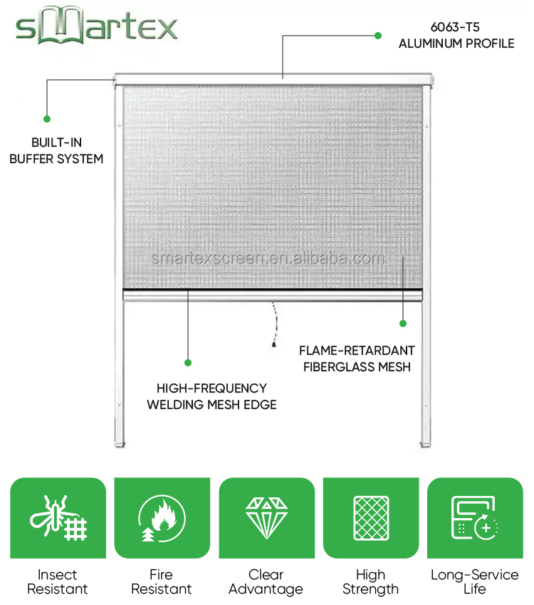 Roll Down Mosquito Net Sliding Window Roller Aluminum Shutter Fly Mesh Retractable Pull up Fiberglass Insect Screen Window · image 4