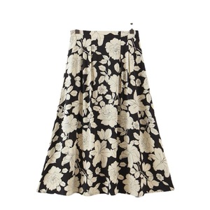 Jupe midi à imprimé floral taille haute en satin pour femme grande taille N8118 - Product Image 2