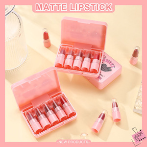 <span class=keywords><strong>Dragon</strong></span> Ranee <span class=keywords><strong>maquillaje</strong></span> 5 unids/caja Rosa lindo Mini lápiz labial mate cremoso de larga duración conjunto de lápiz labial regalo al por mayor para niñas - Product Image 3