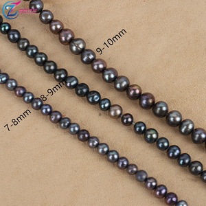 Perles rondes de fil noir d'eau douce naturelles 7-9mm perles semi-finies bricolage cordes de perles en vrac pour la fabrication de bijoux couleur <span class=keywords><strong>perle</strong></span> noire - Product Image 3