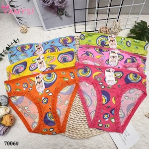 Amysi 7006 #   10-15 Yaş Çocuklar İçin Yazlık Yüksek Belli Örgü Logolu Süt İpek Tanga Külotlar Hızlı Satış - Product Image 3