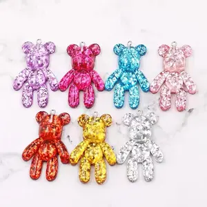 DIY Shiny Violent Bear Flat Back Resin Charms Necklace Pendants For Jewelry Making Keychain Acrylic Charms For DIY Decoration