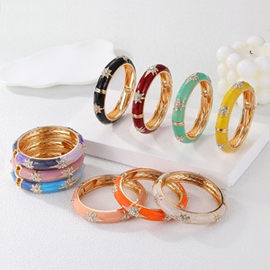 Bracelets à maillons pour femmes, plaqués or émaillé, zircon, design de niche, effet goutte d'huile, plusieurs couleurs, best-seller, en stock - Product Image 1