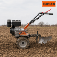 Mini-tracteur motoculteur 10 CV à moteur essence pour terres arides, avec dents en acier robustes, autopropulsé, nouvelle génération pour le labourage du sol