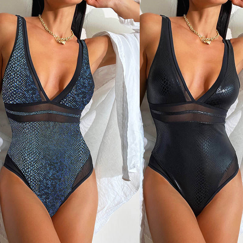 2023 Swimsuit Women'S New Europe and America Sexy Tight Deep V High Waist  One Piece Swimsuit for Women 2023