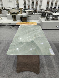 Muebles de lujo personalizados piedra verde claro elegante comedor Mesa de Piedra de mármol natural muebles de piedra de primera calidad para <span class=keywords><strong>hotel</strong></span> y hogar - Product Image 5