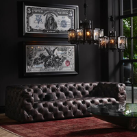 Sofá de cuero negro Chesterfield a medida, proveedor de Foshan, sofá de 3 asientos Chester Field para el hogar, sala de estar, sofá estilo Wabi Sabi