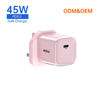 Chargeur mural GaN à charge rapide USB 45W Tommox, prise UK, adaptateur de chargeur mobile type C pour Samsung, iPhone, tablette, iPad