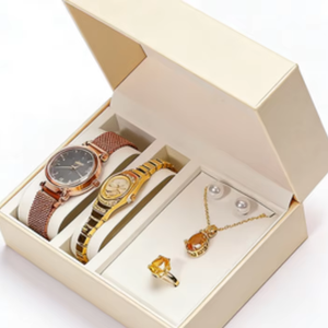 Hot Sale Protective Rectangle <b>Watch</b> Box Necklace Ring Jewelry <b>Set</b> Flip PU Leather <b>Watch</b> Gift Box for Packaging - Product Image 1