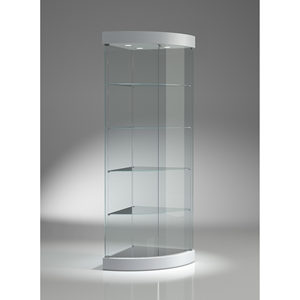 Vitrina de Esquina Moderna de Vidrio 58x58x190cm Gris Claro con Estantes Ajustables e Iluminación LED para Exhibición - Product Image 1