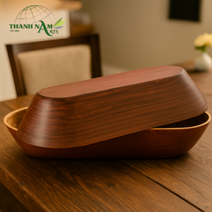 Plateau de service décoratif en bambou murmure à grain de bois fait à la main de style moderne pour la cuisine, la table à manger, les salades et les collations. - Product Image 5