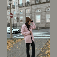 Damen-Kaschmirpullover mit Kapuze, verdickter Strick-Cardigan, einfarbig, lässige Oberbekleidung, Pullover, Suéteres De Mujer