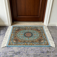 Tapis de sol moderne en tissu modal, motif floral persan bleu turquoise vintage, vente en gros directe d'usine, 50*70cm