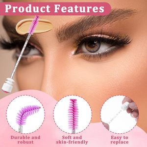 Hot Selling Private logo <b>Mini</b> Eyelash Spoolies Cleaning Brush in Tube <b>Keyring</b> Mascara Eyelash Extension Brush Keychain - Product Image 3