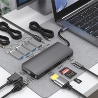 Base de Conexión USB-C 11 en 1 de Aleación de Aluminio para 2.0 VGA Audio RJ45 1000M Lector de Tarjetas SD/TF Cargador PD100W Macbook en Stock