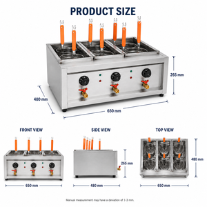 Cocedor de Fideos a Gas Comercial de Sobremesa con 6 Cestas, Olla para Pasta de Acero Inoxidable para Restaurantes, Servicios de Catering y Equipamiento de Cocina - Product Image 3