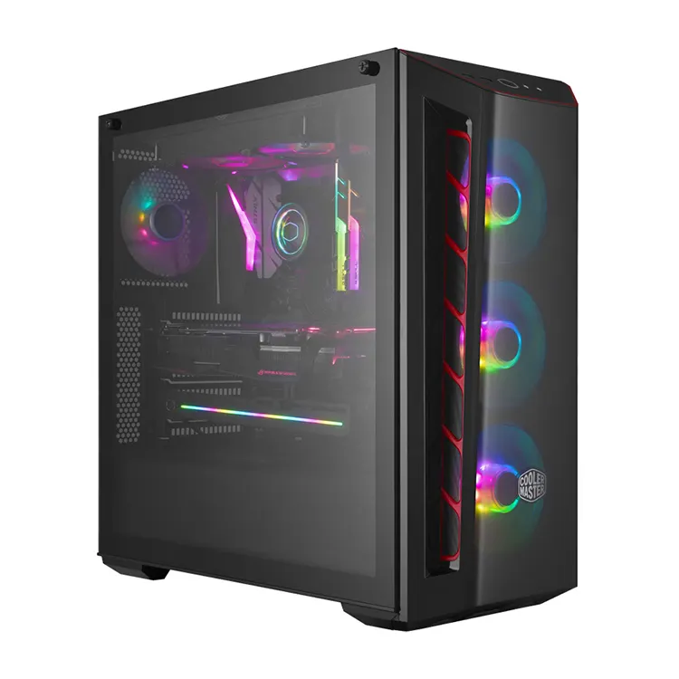 Soğutucu ana MasterBox MB520 ARGB ATX Mid-Tower bilgisayar kasası ön koyu ayna paneli ve örgü yan giriş