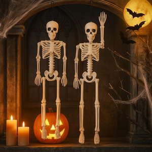 Pafu 2 pièces squelettes pliables d'Halloween, décoration suspendue, squelettes effrayants avec articulations mobiles, crâne, squelette d'Halloween en taille réelle - Product Image 2