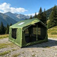 7.5 ㎡   Grande tente de camping gonflable, imperméable, pour famille, avec portes à double maille et fenêtres latérales