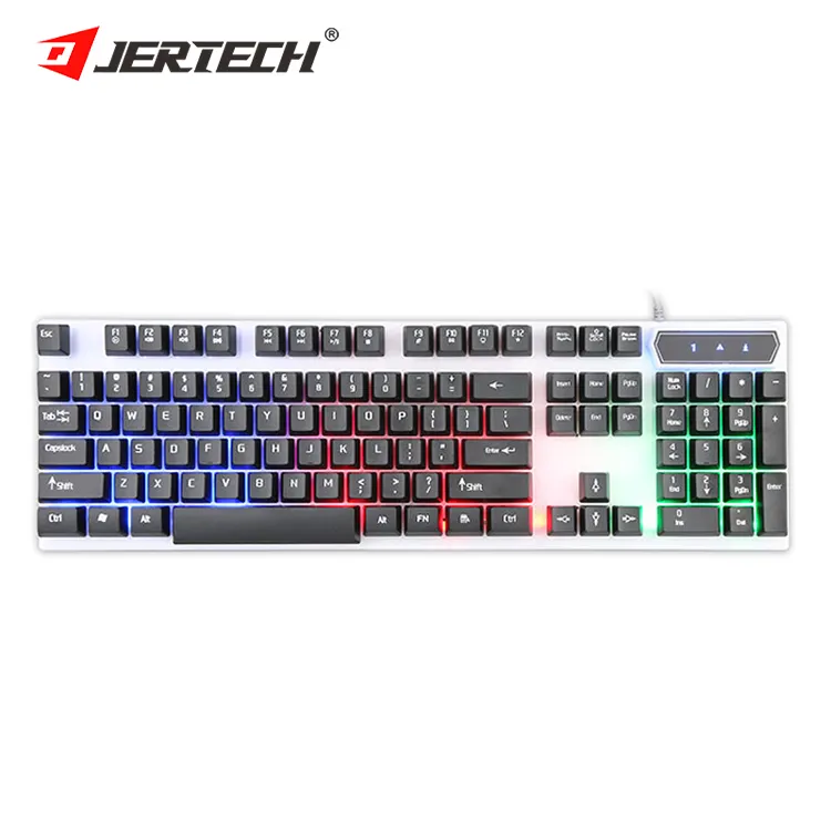 Jertech K358 Keyboard Desktop Optical RGB LED Rainbow Backlit Keyboard Wired Gaming Gamer Arabic Russian Keyboard for Computer