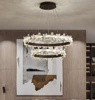 Grand lustre suspendu en cristal doré, design moderne simpliste, éclairage d'intérieur, luminaire décoratif de plafond, idéal pour un salon, un mariage ou un autre produit