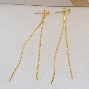 S925 <b>Silver</b> <b>Long</b> Tassel <b>Earrings</b> for Women DIY Pearl Jewelry Accessories Empty Holder Semi-Finished Jewelry Findings Components - Product Image 4