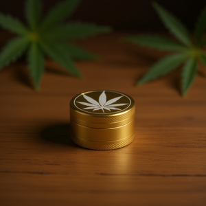 QBAK Metal Herb <b>Grinder</b> 3.5cm 2cm Gold Leaf Design For Smoking Accessories - Product Image 3