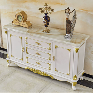 Credenza da Pranzo in Marmo e Legno Massello Stile Europeo di Lusso, <span class=keywords><strong>Mobile</strong></span> d'Ingresso Francese, Arredamento Lussuoso per Soggiorno - Product Image 2