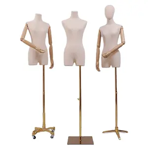 בד שמלת טופס תפירה מתכוונן פשתן חצי נשי בובות Mannequin טורסו חייט Mannequin