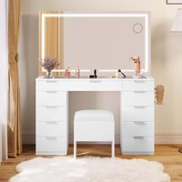 Runwood Coiffeuse de style moderne avec rangement, meuble de maquillage, taille personnalisable pour enfants