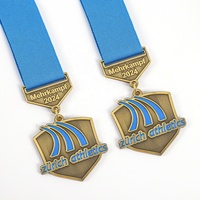 Atletiekmedaille van zinklegering, 3D reliëf, geweven koord, prijs voor de finisher van het inter-schools hardloopkampioenschap