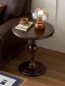 Petite <span class=keywords><strong>table</strong></span> <span class=keywords><strong>basse</strong></span> ronde de style vintage français <span class=keywords><strong>Table</strong></span> d'appoint de canapé en bois massif <span class=keywords><strong>Table</strong></span> <span class=keywords><strong>basse</strong></span> à pattes de gourde d'angle en bois pur américain - Product Image 3