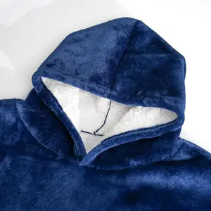 Super lembut hangat nyaman sweatshirt mewah flanel berkerudung selimut bulu Sherpa selimut yang bisa dipakai Hoodie selimut berukuran besar