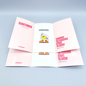 プロモーション印刷可能なオフセット紙三つ折りリーフレットチラシ折りたたみパンフレット段ボールまたは段ボール材料 - Product Image 4