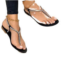 2025 été mode tendance ouvert fond plat Clip-toed chaussures de plage pour femmes taille 40-43 strass PU fond plat extérieur