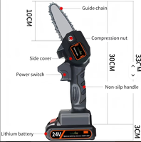 Draagbare 24V snoerloze mini-kettingzaag, 4-inch elektrische handzaag met oplaadbare batterij voor het snoeien van struiken en bomen