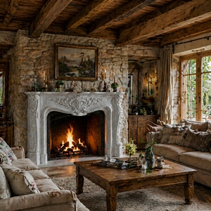 Cheminée en marbre personnalisée, moderne, sculptée à la main, luxueuse, en marbre blanc beige, avec manteau de cheminée en marbre - Product Image 5