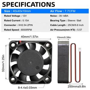 Ventilador axial de CC de 40x40x10mm, ventilador de refrigeración 4010, adecuado para limpiador de aire y difusor de aroma, <span class=keywords><strong>HDD</strong></span> móvil y microproyector - Product Image 2