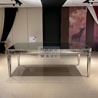 Mesa de Comedor Moderna para Hotel con Estructura de Acero Inoxidable y Cubierta de Vidrio Templado