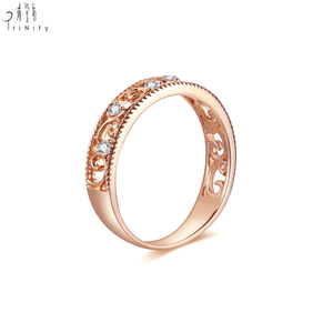 Anillo de Diamantes de Corte Brillante Natural en Oro Rosa Sólido de 18K con Diseño Delicado y Hueco de Alta Calidad para Mujer, Regalo de Aniversario - Product Image 3