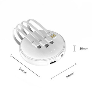 Banco de Energía Portátil de 10000 mAh con 4 Cables Integrados, Pantalla LED, <span class=keywords><strong>Cargador</strong></span> de Batería Externo <span class=keywords><strong>Redondo</strong></span> con Logotipo Personalizado para iPhone y <span class=keywords><strong>Samsung</strong></span> - Product Image 2